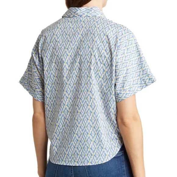 NEW Nordstrom FRNCH Paris Candys Geometric Print Tie Front Button-Up Shirt - Picture 3 of 3